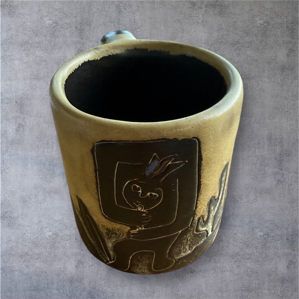 Mara Mexico Stoneware Mug 16 oz Kokopelli Cactus Desert Pottery Signed Large